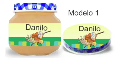 Rótulo Papinha + Adesivo Tampa -avatar Aang