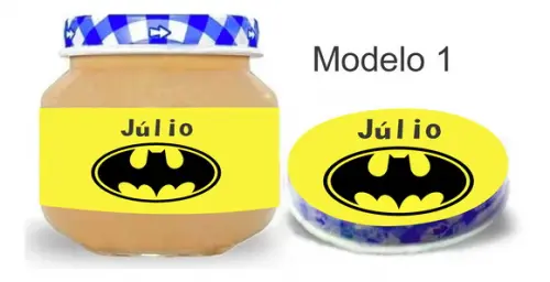 Rótulo Papinha + Adesivo Tampa -batman