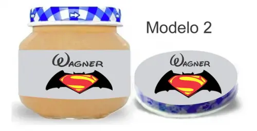 Rótulo Papinha + Adesivo Tampa -batman