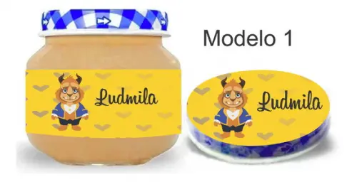 Rótulo Papinha + Adesivo Tampa -bela e a Fera