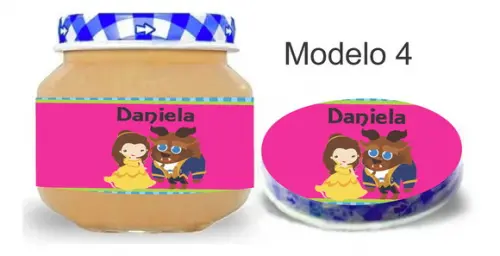 Rótulo Papinha + Adesivo Tampa -bela e a Fera