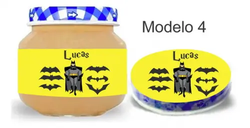 Rótulo Papinha + Adesivo Tampa -batman