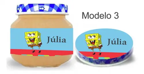 Rótulo Papinha + Adesivo Tampa -bob Esponja