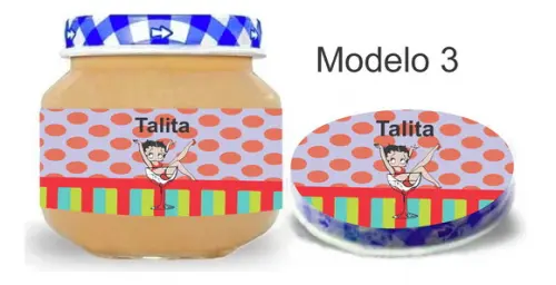 Rótulo Papinha + Adesivo Tampa -betty Boop