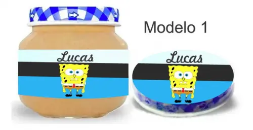 Rótulo Papinha + Adesivo Tampa -bob Esponja