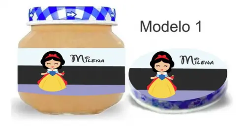 Rótulo Papinha + Adesivo Tampa -branca de Neve