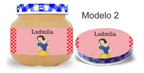 Rótulo Papinha + Adesivo Tampa -branca de Neve