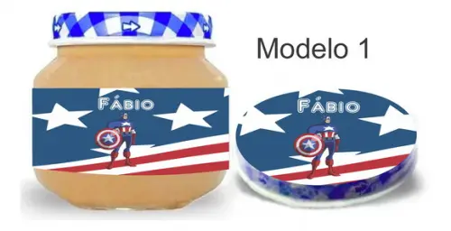 Rótulo Papinha + Adesivo Tampa -capitão America