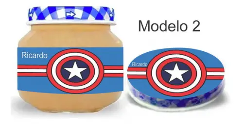 Rótulo Papinha + Adesivo Tampa -capitão America