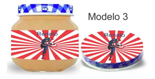 Rótulo Papinha + Adesivo Tampa -capitão America