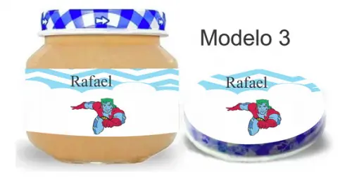 Rótulo Papinha + Adesivo Tampa -capitão Planeta