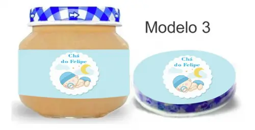 Rótulo Papinha + Adesivo Tampa -chá de Bebê