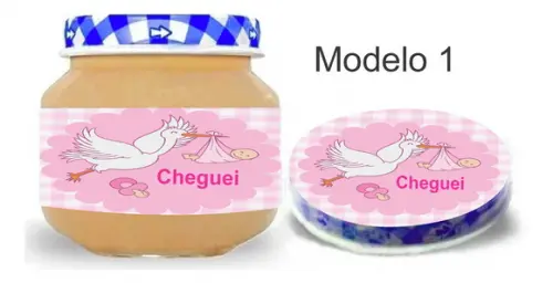 Rótulo Papinha + Adesivo Tampa -chá de Bebê