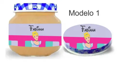 Rótulo Papinha + Adesivo Tampa -cinderela