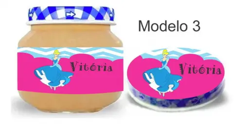 Rótulo Papinha + Adesivo Tampa -cinderela