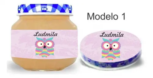 Rótulo Papinha + Adesivo Tampa -coruja