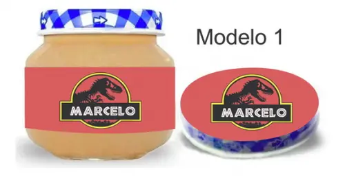 Rótulo Papinha + Adesivo Tampa -dinossauros