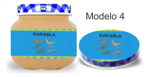 Rótulo Papinha + Adesivo Tampa -dinossauros
