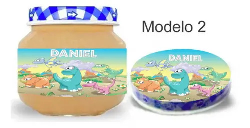Rótulo Papinha + Adesivo Tampa -dinossauros