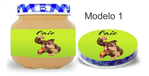 Rótulo Papinha + Adesivo Tampa -donkey Kong