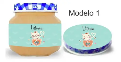 Rótulo Papinha + Adesivo Tampa -gatinho