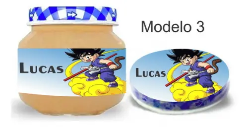 Rótulo Papinha + Adesivo Tampa -goku