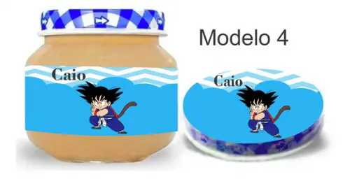 Rótulo Papinha + Adesivo Tampa -goku