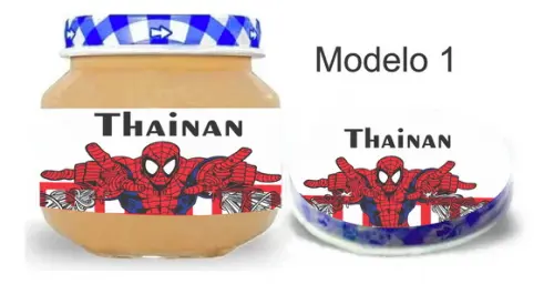 Rótulo Papinha + Adesivo Tampa -homem Aranha