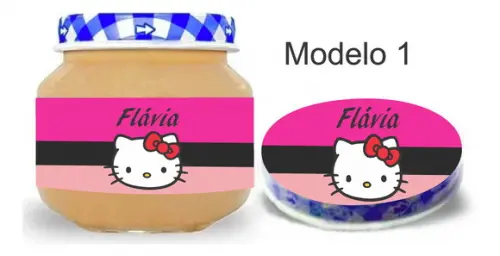 Rótulo Papinha + Adesivo Tampa -hello Kitty