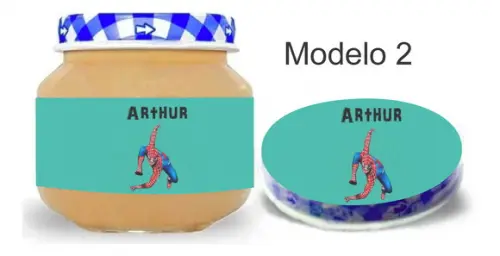 Rótulo Papinha + Adesivo Tampa -homem Aranha
