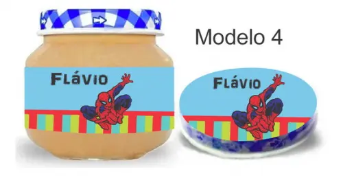 Rótulo Papinha + Adesivo Tampa -homem Aranha