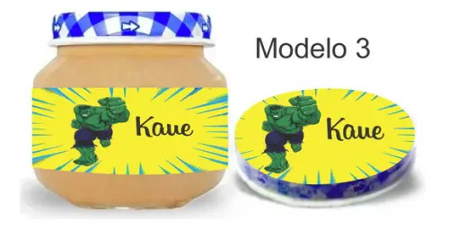 Rótulo Papinha + Adesivo Tampa -hulk