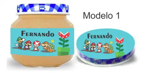 Rótulo Papinha + Adesivo Tampa -mario Bros