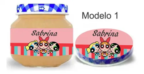 Rótulo Papinha + Adesivo Tampa -menina Super Poderosas