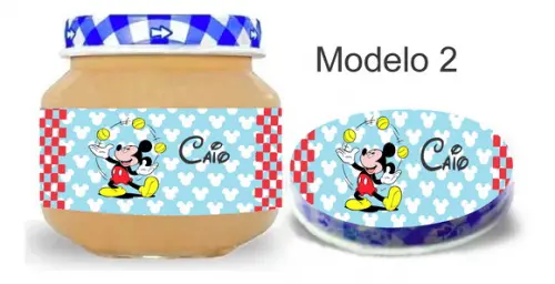Rótulo Papinha + Adesivo Tampa -mickey
