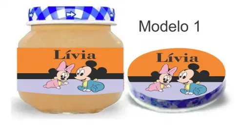 Rótulo Papinha + Adesivo Tampa -mickey Baby