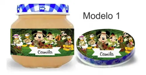 Rótulo Papinha + Adesivo Tampa -mickey Safari