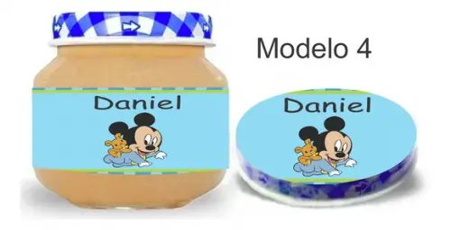 Rótulo Papinha + Adesivo Tampa -mickey Baby