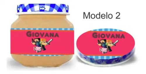Rótulo Papinha + Adesivo Tampa -minecraft