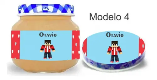 Rótulo Papinha + Adesivo Tampa -minecraft