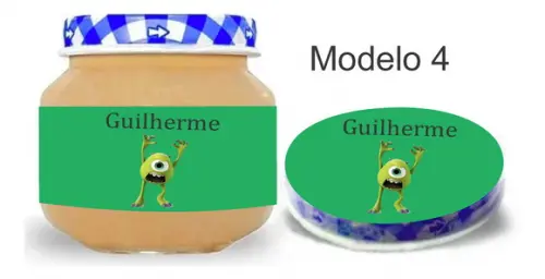 Rótulo Papinha + Adesivo Tampa -mike Wazowski