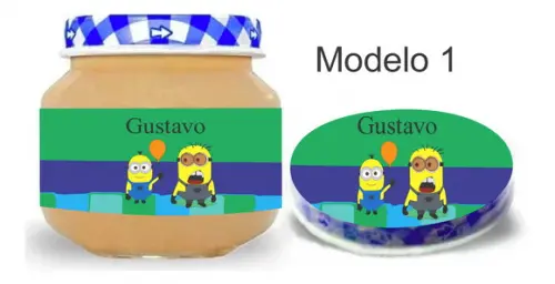 Rótulo Papinha + Adesivo Tampa -minions