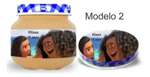 Rótulo Papinha + Adesivo Tampa -moana e Mauí