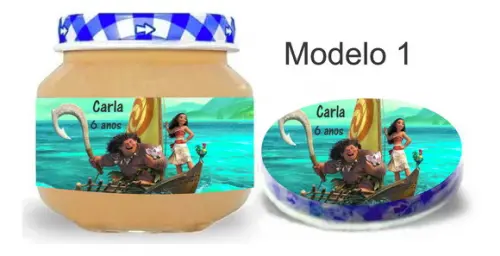 Rótulo Papinha + Adesivo Tampa -moana e Mauí