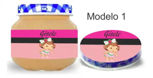 Rótulo Papinha + Adesivo Tampa -moranguinho