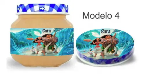 Rótulo Papinha + Adesivo Tampa -moana e Mauí