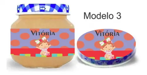 Rótulo Papinha + Adesivo Tampa -moranguinho