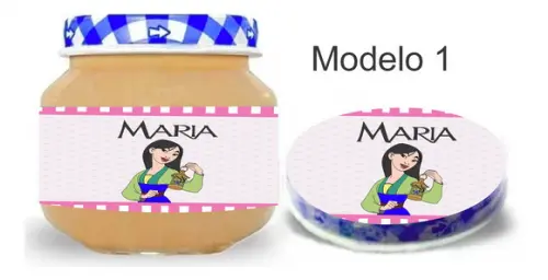 Rótulo Papinha + Adesivo Tampa -mulan
