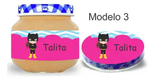 Rótulo Papinha + Adesivo Tampa -mulher Gato