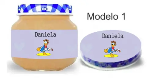 Rótulo Papinha + Adesivo Tampa -pato Donald